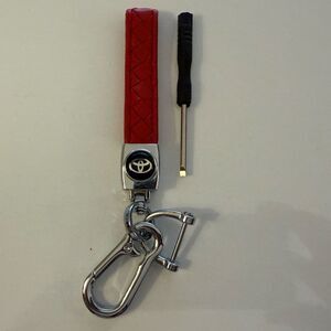 Toyota Key Fob Keychain in Red Leather with Logo NWT